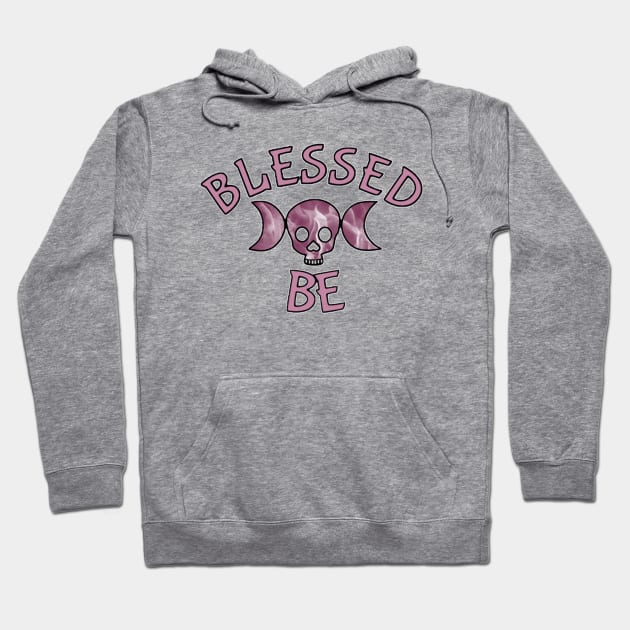 Triple Goddess Skull Blessed Be Purple Flame Hoodie by Aleedra